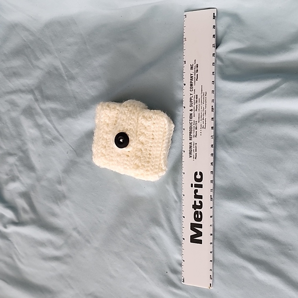 Two Pocket Handmade Crochet Cream Wallet